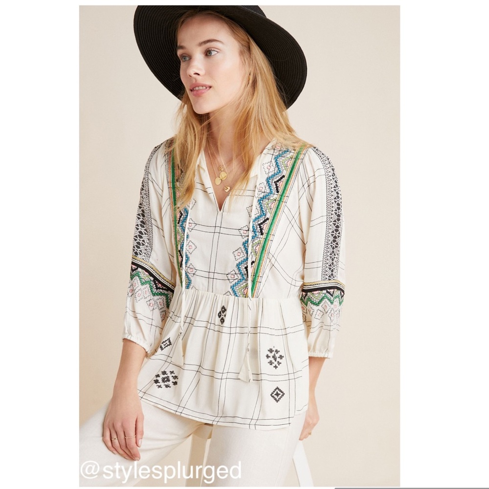 NWT⭐️Top Rated⭐️ANTHRO Brielle Peasant top size S